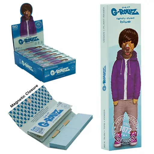 G-Rollz | Pets Rock 'Teen' Blue - 50 KS Slim Papers + Tips (24 Booklets Display)