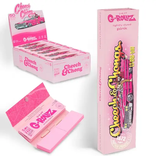 G-Rollz | Cheech & Chong™ 'Lowrider' Pink - 50 KS Papers + Tips (24 Booklets Display)