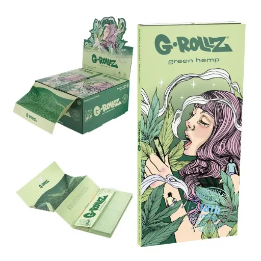 G-Rollz | Collector 'Colossal Dream' Organic Green Hemp - 50 KS Slim Papers + Tips & Tray (16 Bookle