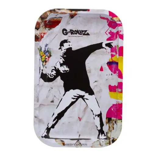 G-Rollz | Banksy's Graffiti 'Flower Thrower Alt' Medium Tray (17.5cm x 27.5 cm)