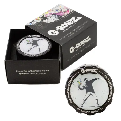 [BG4201H-S] G-Rollz | Banksy Graffiti 'Flower Thrower' 4part Grinder (53mm)