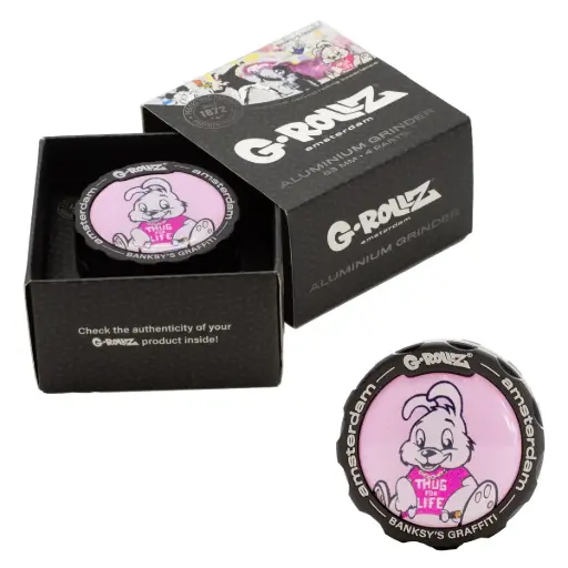 [BG4201N-S] G-Rollz | Banksy Graffiti 'Thug For Life' 4part Grinder - 53mm - 6pc In Display